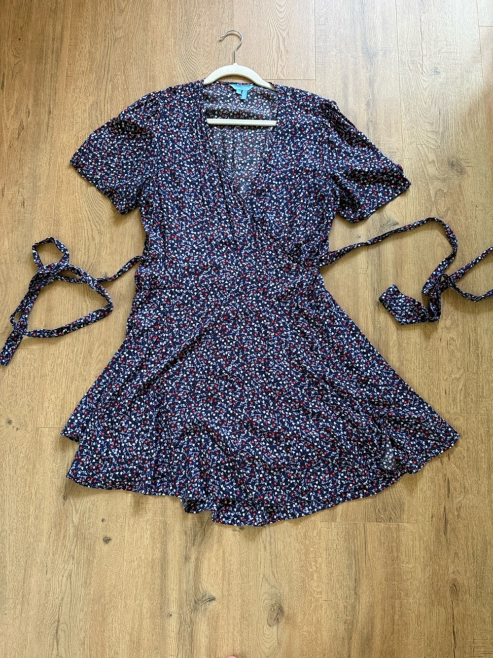 Draper James Wendy Wrap Dress Navy Floral Print Mini Dress